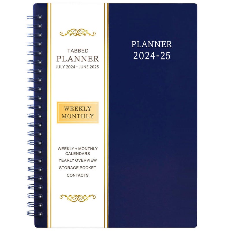 BooQool 2024-2025 Planner - JULY 2024 - JUNE 2025, Planner 2024-2025, Academic Planner Weekly and Monthly with Tabs, 6.25""    8.3"", Strong Twin-Wire Binding, Round Corner, Improving Your Time Management Skill - Image 1